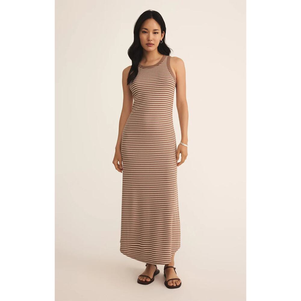 Z Supply Goodwin Stripe Midi Dress - Iced Coffee NWT SIZE S